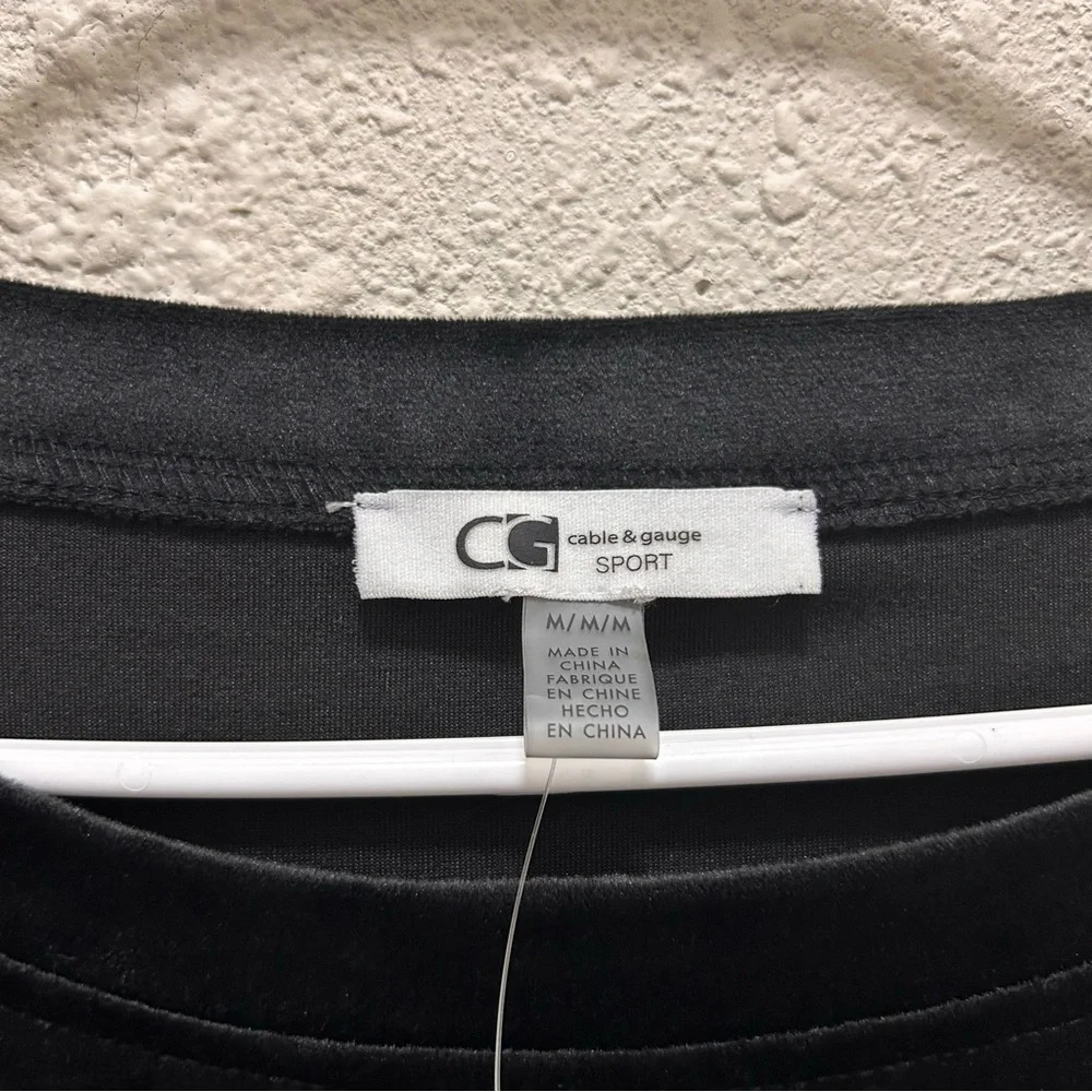Cable & Gauge Sport Velour Black Sweatshirt Medium - Picture 2 of 7